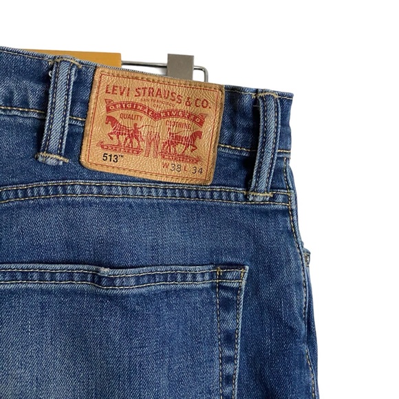 Levi's 513 Men's Medium Indigo Slim Straight Denim Jeans - Picture 7 of 8